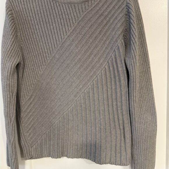 Jones New York Gray Ribbed Crew Neck Sweater - Picture 1 of 7